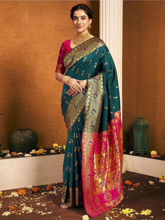 Embellished Self Design Banarasi Jacquard Silk Blend Saree