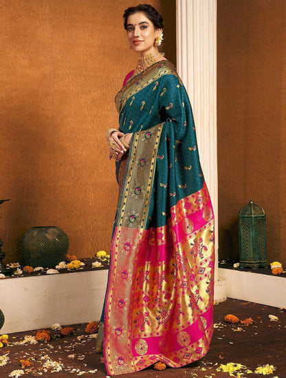 Embellished Self Design Banarasi Jacquard Silk Blend Saree