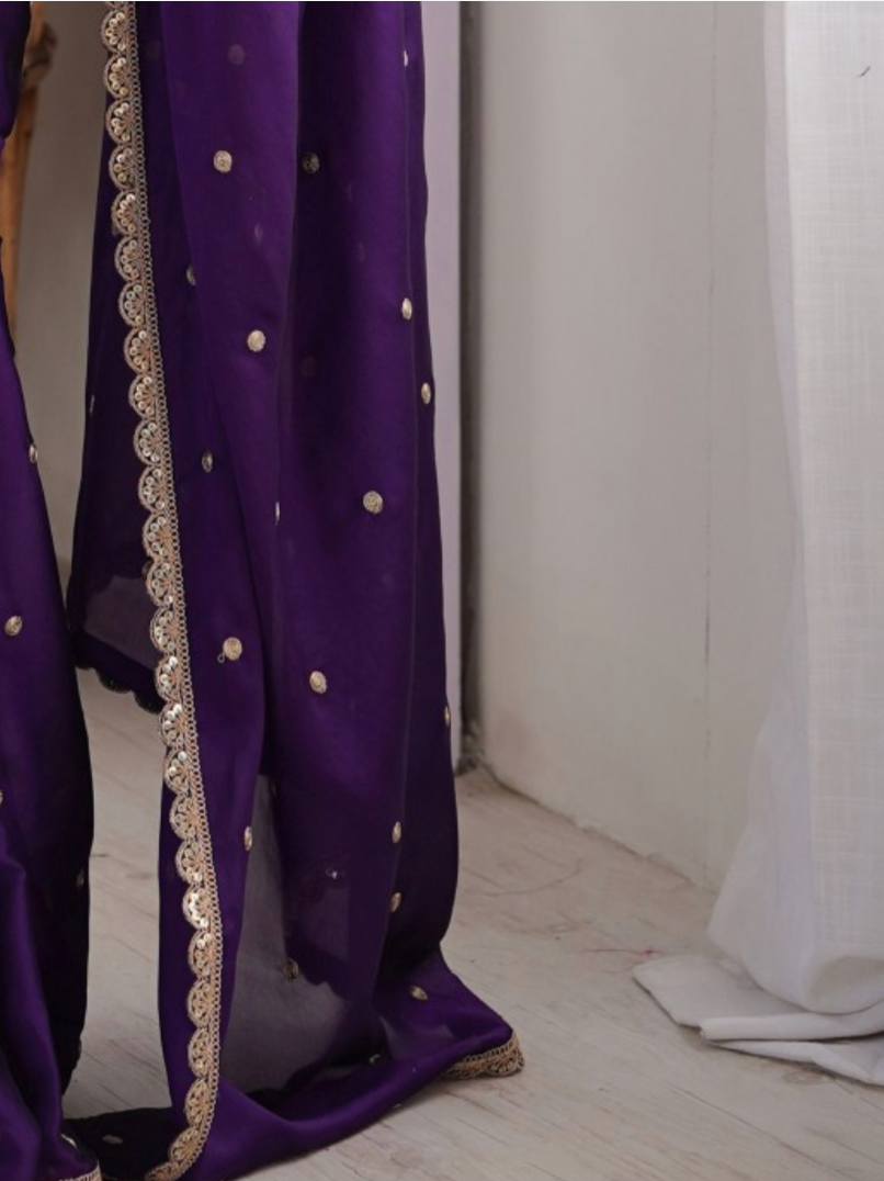 Floral Sequinned Pure Georgette Sarees