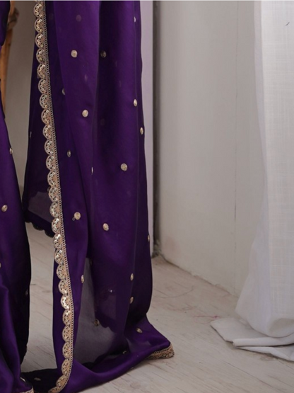 Floral Sequinned Pure Georgette Sarees