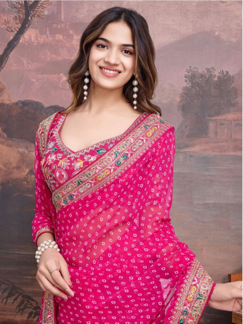 Embroidered Saree With Blouse