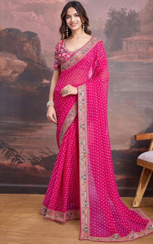 Embroidered Saree With Blouse