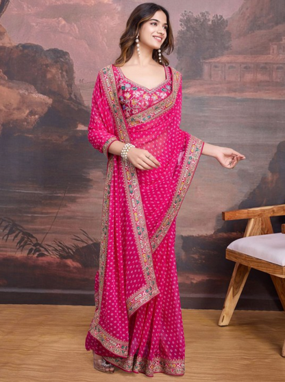 Embroidered Saree With Blouse