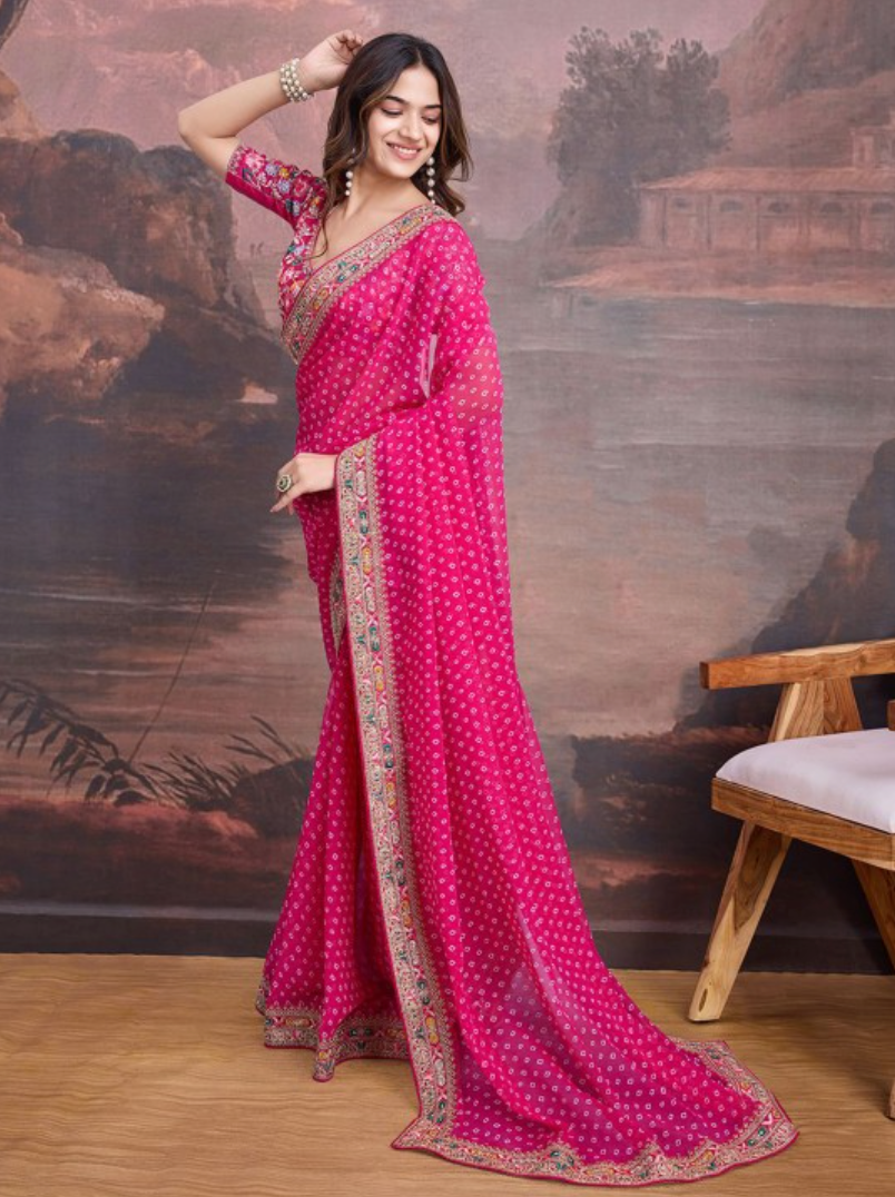 Embroidered Saree With Blouse