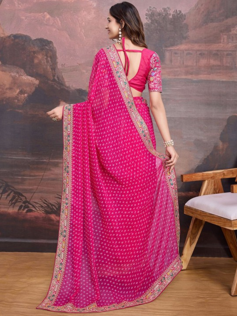 Embroidered Saree With Blouse