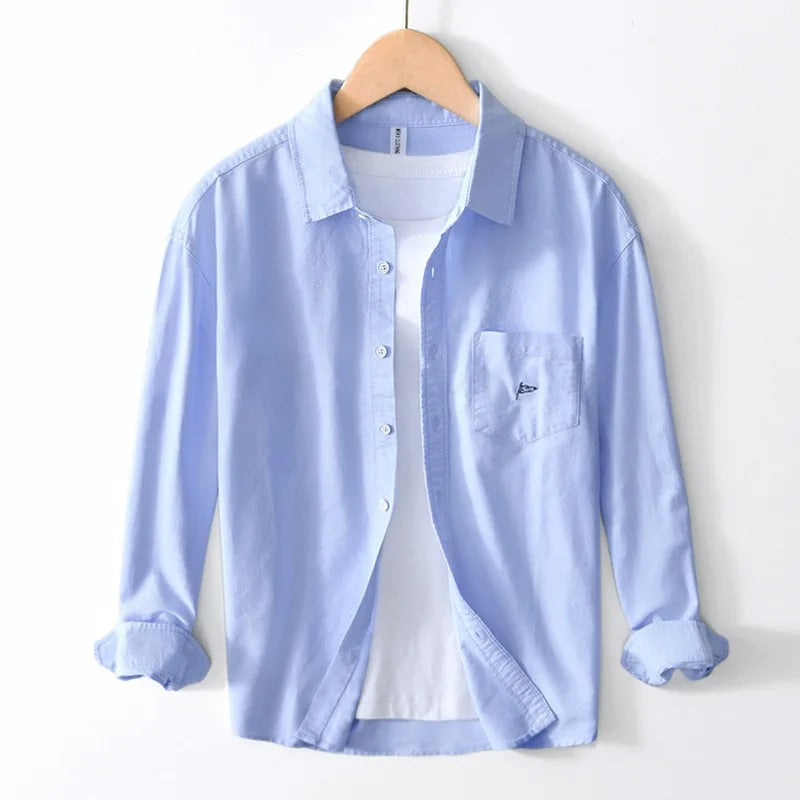 100% Cotton Breathable Soft Oxford Long-Sleeved Shirt ( Pack of 3 )